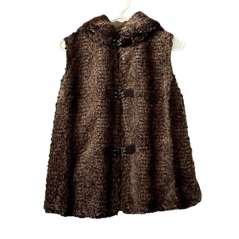 Linea Domani Clip Vest Size Small Cottagecore Cabincore Luxury Casual Faux Fur‎